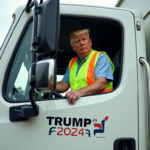 trump driving garbage truck