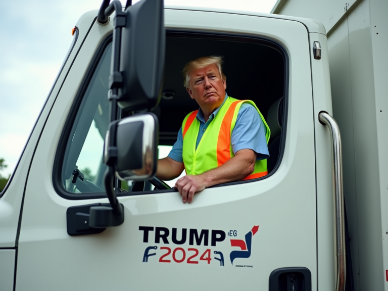 trump driving garbage truck